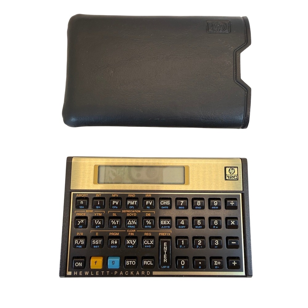 VTG HP 12C Financial Calculator Black Gold Edition RPN Business Tech w/Case